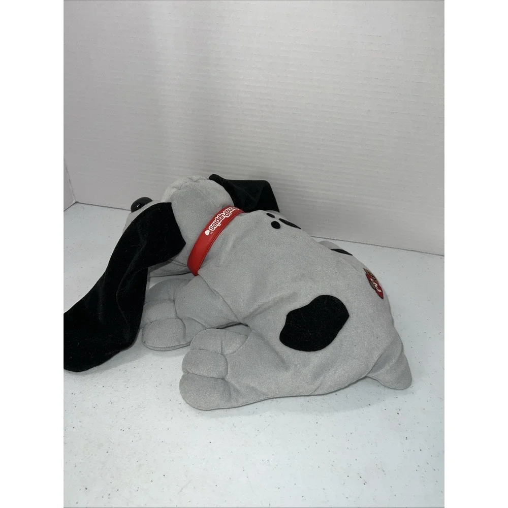 VTG Large 1997 Pound Puppies Plush White And Black Spotted Dog w/Red Collar 15